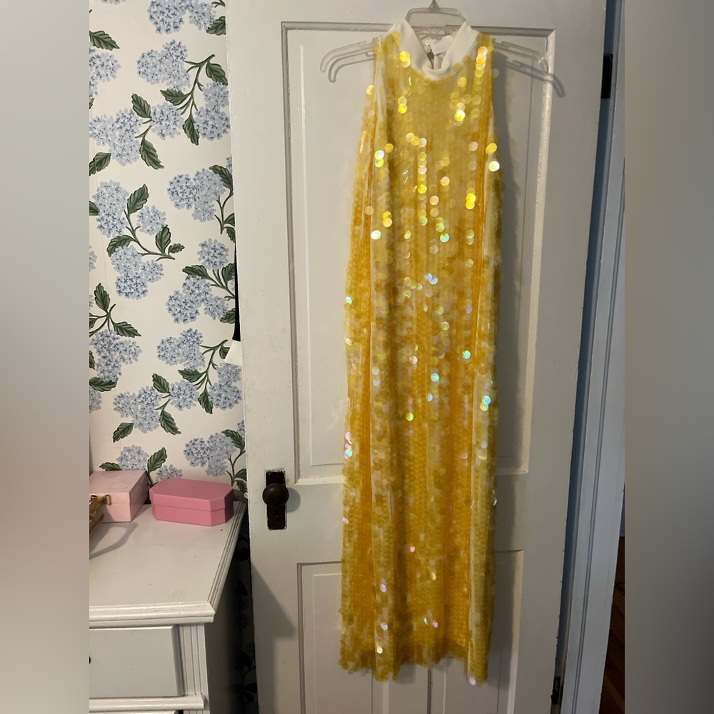 Zara Yellow Sequin Sleeveless Dress